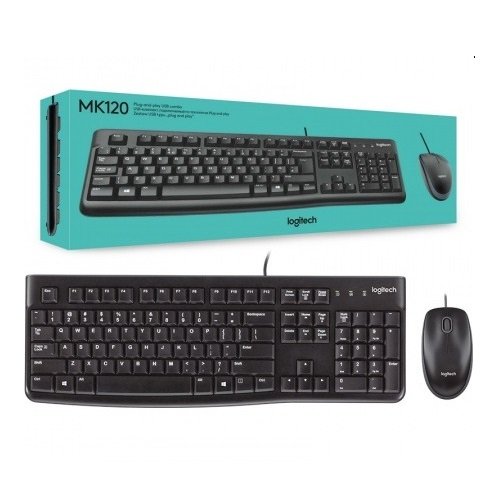 LOGITECH MK120 BLACK WIRED USB KEYBOARD + MOUSE KIT