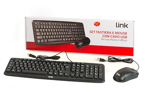 Link Lktast08 - 108 Key Italian Keyboard and Optical Mouse Kit with USB Cable