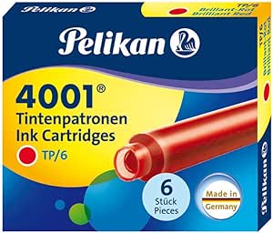 INK CARTRIDGE 4001 PELIKAN FOR CF FOUNTAIN PEN 5 BLACK RED AND BLUE CARTRIDGES