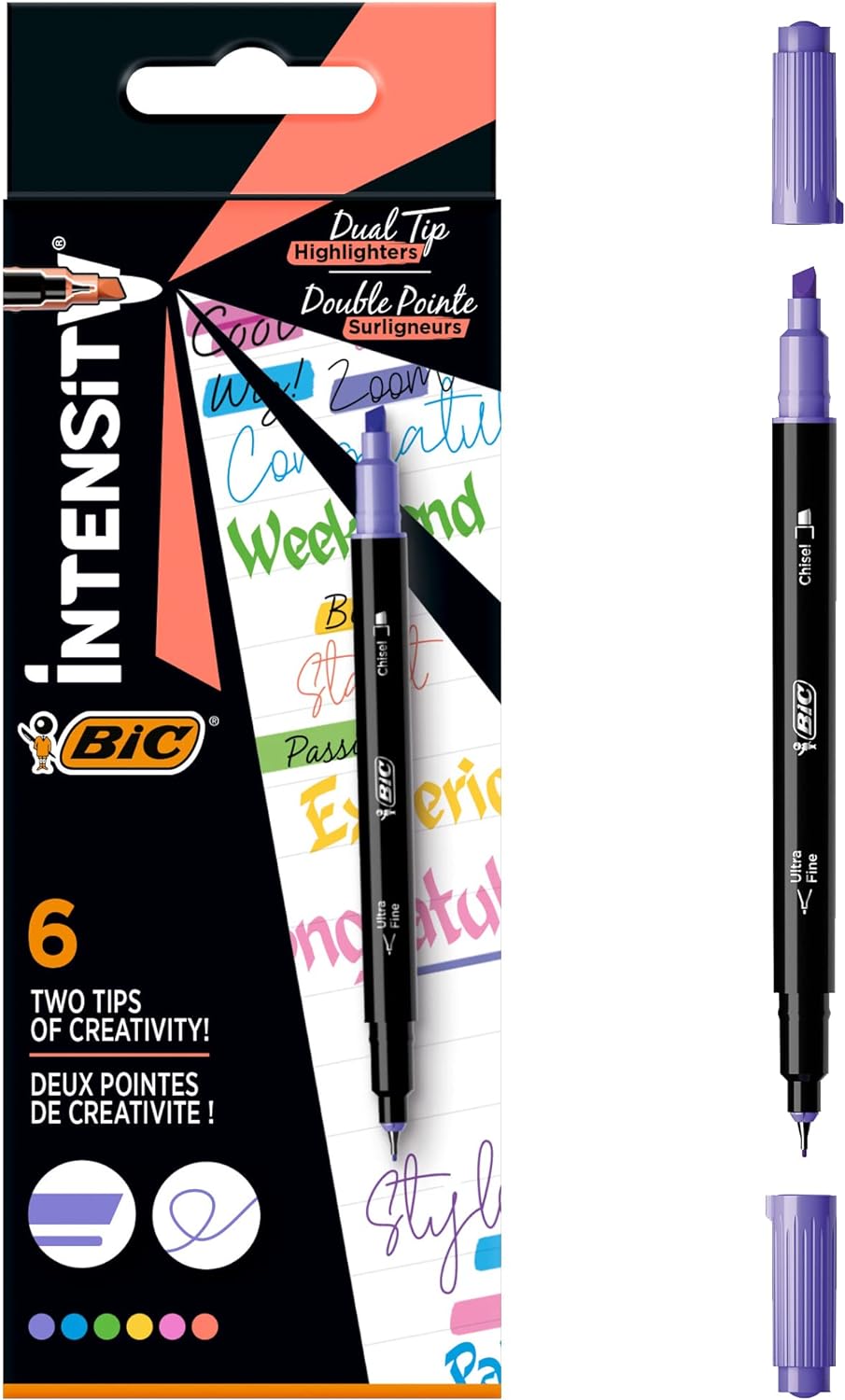 BIC Dualtip highlighter felt tip markers 6 pieces