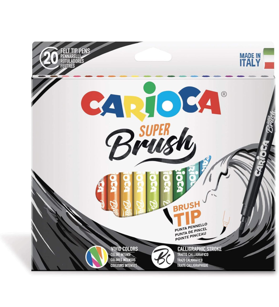 Carioca super Brush punta fine da 20 pezzi