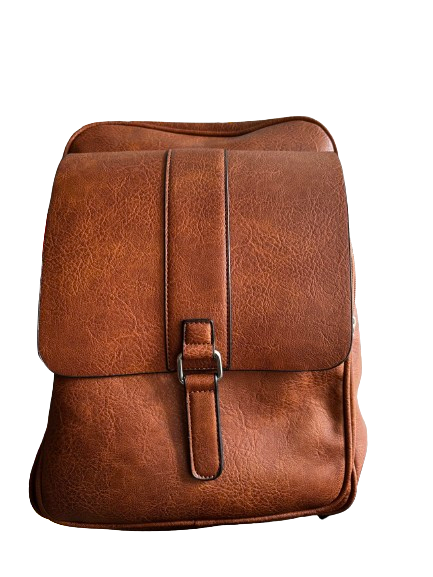 BROWN LEATHER BACKPACK WITH POCKETS