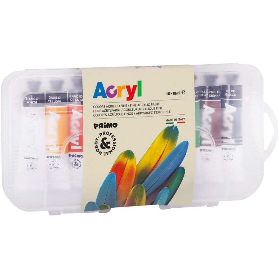 Acryl, Set of 10 Tubes of Fine Acrylic Tempera of 18 ml