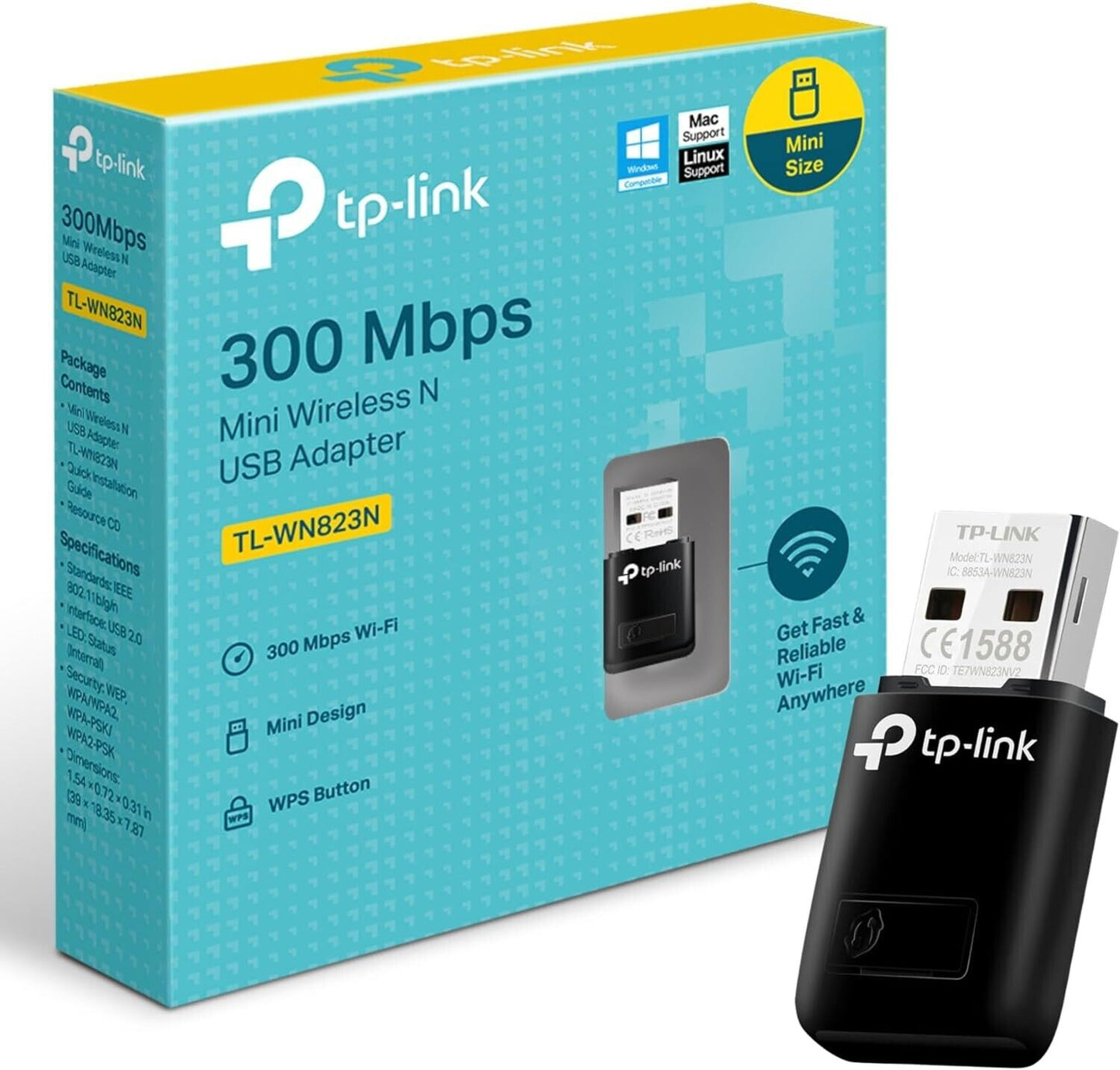 TP-LINK TL-WN823N USB ADAPTER WIRELESS NETWORK CARD KEY 300MPBS PC